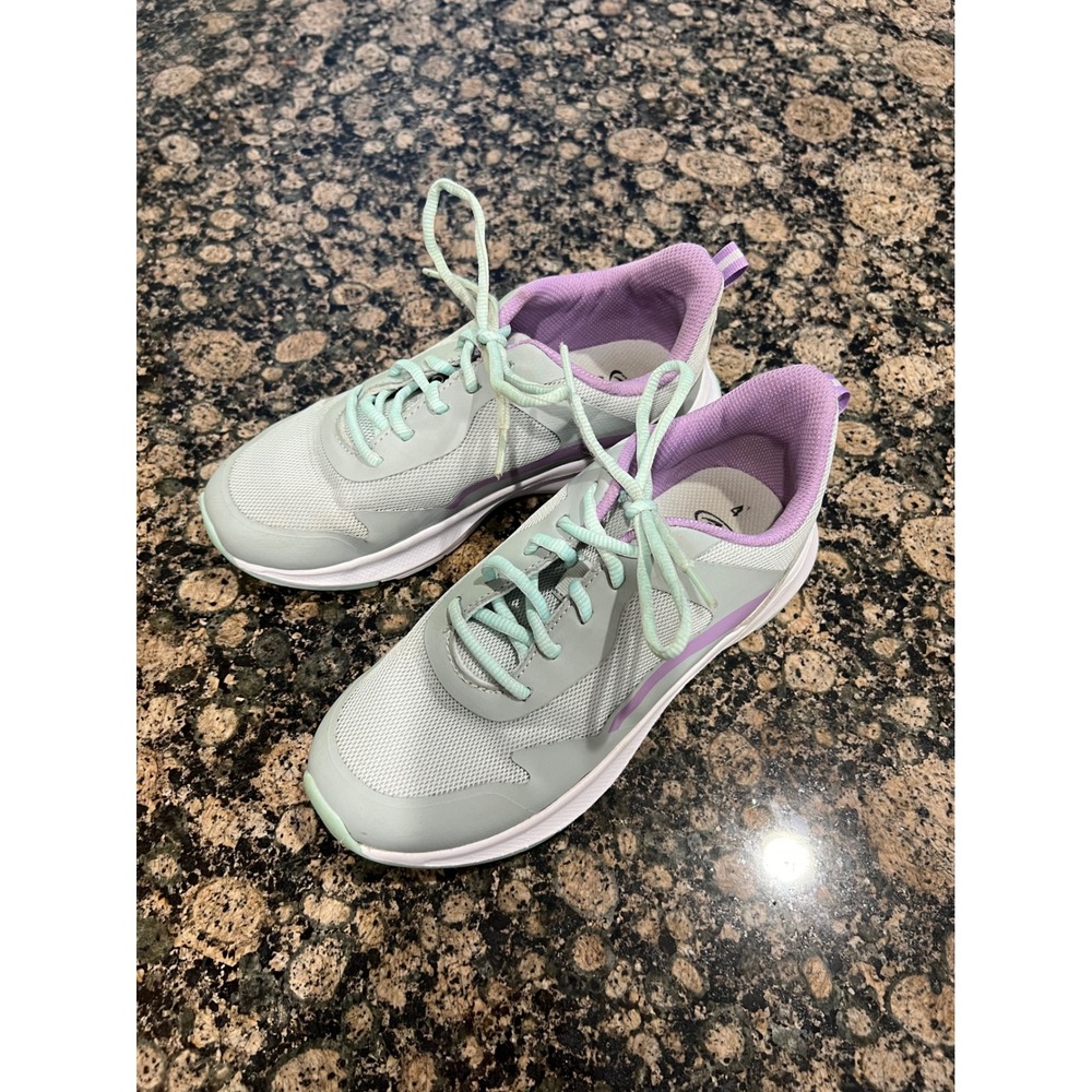 Athletic Works Womens Memory Foam Sneakers Gray Mint Purple Size 4 GGAW43CA022